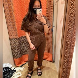 Free People Brown & Pink Marcie Coverall